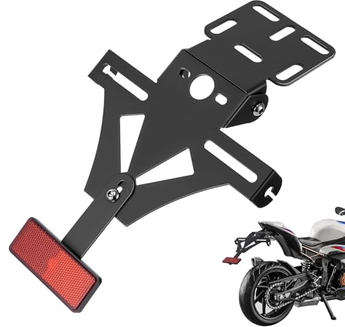 Support de Plaque d'immatriculation de Moto, Support Arrière pour Moto,with LED Light and Turn Signals Adjustable Angle for Motorcycle, Motorcycle Number Plate Holder, Motorcycle Number Plate Holder