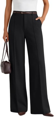 LILLUSORY Womens Wide Leg Trousers High Waisted Stretchy Dress Work Pants Black S