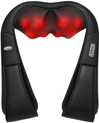Axel- och nackmassageapparat elektrisk massageapparat med 16 knutar shiatsu massagerullar 3D-rotation avslappningspresent till mamma, pappa för att lindra muskelsmärta