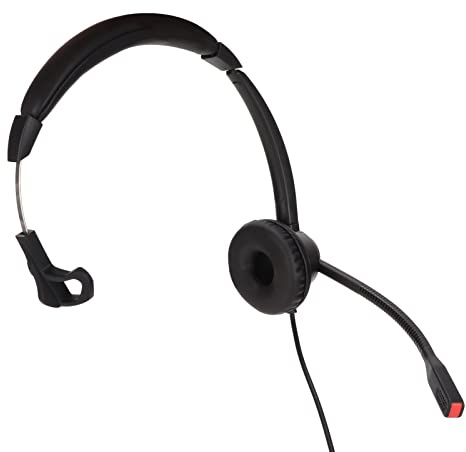 Tomvorks Telefonheadset med Sladd Bekväma Trådbundna Hörlurar med Mikrofon för Office Telemarketing ABS Svart