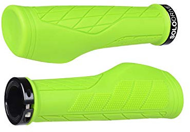 SOLODRIVE Ergonomic Design Mountain Bike Grips, Comfortable Bicycle Handlebar Grips, Single Lock-on and Non-Slip MTB Handle, Fit MTB, E-Bike, Hybrid, Scooter (Green)
