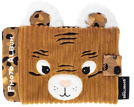 Les Déglingos - Fotoalbum Baby Speculos der Tiger – 10 Hüllen 10 x 15 cm – ideal für Krippe – Kindergarten – recycelte Füllung – Ocker
