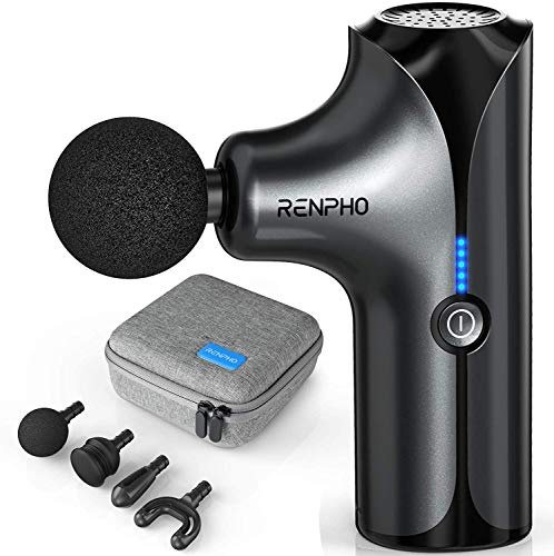 Pistola de Masaje, RENPHO Massage Gun Pistola Masaje Muscular de Tejido Profundo 3200rpm, Mini Masajeador Eléctrico Súper Silencioso con Batería de 2500mAh para Alivio del Dolor Muscular - Negro