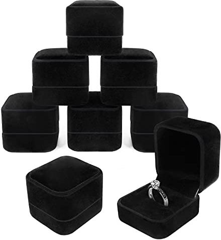 YUEYUAN 8 Pieces Velvet Ring Box, Jewelry Gift Boxes Black Engagement Ring Box, Small Ring Gift Boxes for Proposal Wedding Valentine's Day Anniversary Present