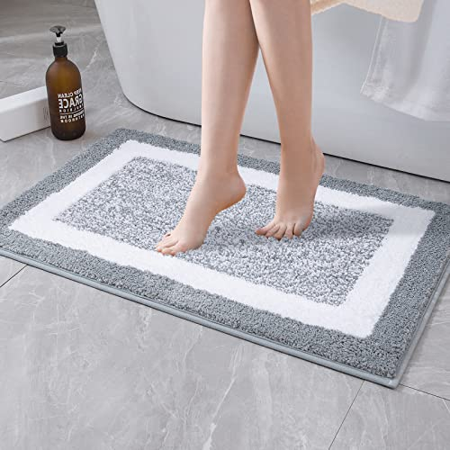MIULEE Teppich Badematte Mikrofaser rutschfest Badteppich Farbverlauf Dekorativ Badvorleger Absorbent Fußmatte Waschbar Flauschige Duschvorleger Badezimmer Wohnzimmer Schlafzimmer 50x80 cm Grau