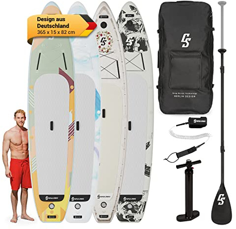 Capital Sports Aufblasbares SUP Board Set, All-Rounder SUP Board mit Fiberglas Paddel, Stand Up Paddling Board für Kinder & Erwachsene, Paddle Board Aufblasbar mit Tasche & Pumpe, 365cm/11,9ft