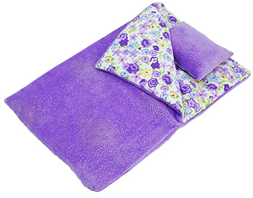 June Garden Cozy Dream Reversible Doll Sleeping Bag - 2-Piece Playset Doll Accessory with Pillow - Fits 14 American Girl Dolls - Gifts for Girls 2 3 4 Year Old