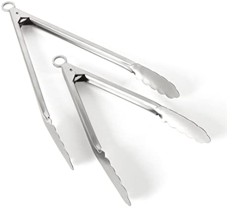 Martha Stewart Richburn 2-Piece Stainless Steel Tongs Set – 12-Inch and 9-Inch Kitchen Tongs for Grilling, Serving, and Cooking