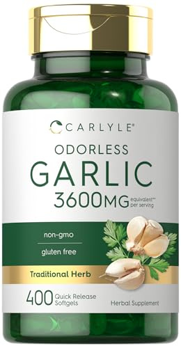 Carlyle Odorless Garlic Supplement | 400 Softgels | Herbal Extract Pills | Non GMO, Gluten Free Formula