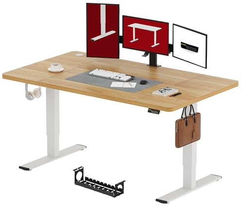 SANODESK Höhenverstellbarer Schreibtisch 180x80 cm, Schreibtisch Höhenverstellbar Elektrisch Ergonomischer Steh-Sitz Tisch Computertisch mit Memory-Funktion(Ahorn)
