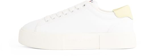 Tommy Jeans Donna Sneakers in Tela Flatform Eleganti, Bianco (Ecru), 37 EU