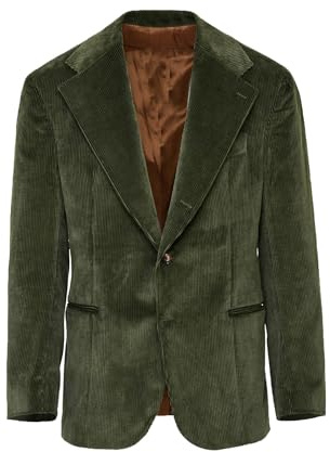 Pkrboro Hombre Chaqueta de Traje de una Sola Fila Chaqueta Deportiva de Pana Casual/Cena/Novio