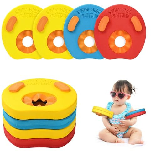 Flintronic 4 Stück Schwimmflügel,Schwimmscheiben Schwimmhilfe für Kinder, Schwimmring Schwimmreifen für Kinder und Kleinkinder 2-8 Jahre, Pool-Set für Schwimmbad, Strand, Lernen/Training
