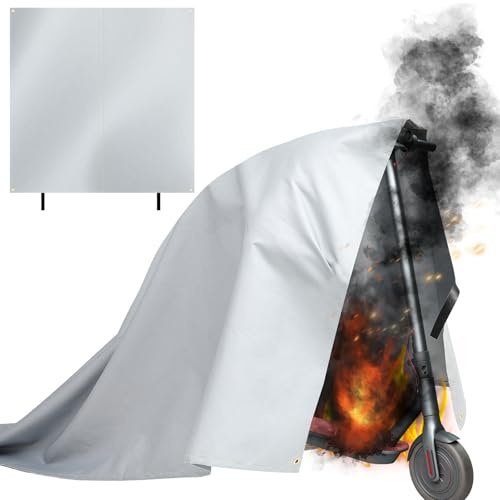Saysurey Fireproof Lithium Battery Cover for E-Bike & E-Scooter Fire Suppression Blanket for Battery Storage Charging Protection, Heat Resistant Safety Cover for Garage Home Emergency(79 x 79 Inch)