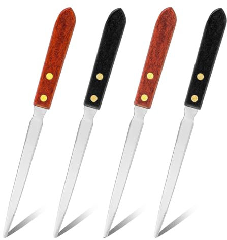 4 Pezzi Tagliacarte, Apribuste Multiuso in Acciaio Inox con Manico in Legno Tagliacarte Leggero Carta Coltello da Taglio per Uso Domestico Ufficio Scuola Lavoro