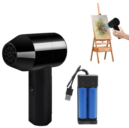 HASAIKA® Asciugacapelli Senza Fili, Asciugacapelli Portatile Batteria, Ideato per gli studenti di arte per asciugare rapidamente i dipinti. (Nero)