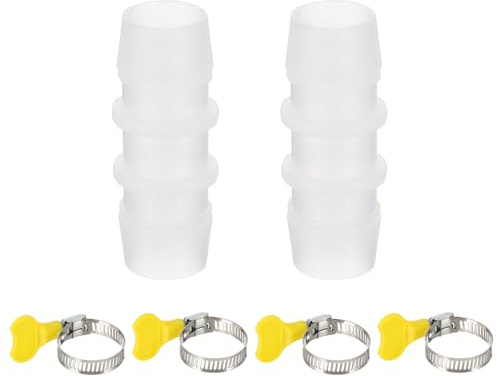 PATIKIL Drain Hose Connector 2Pcs Straight Washing Machine Plastic Drain Hose Extension Adapter with 4Pcs Clamps for 0.6-0.7 Inch Air Conditioner Dishwasher Water Pipe