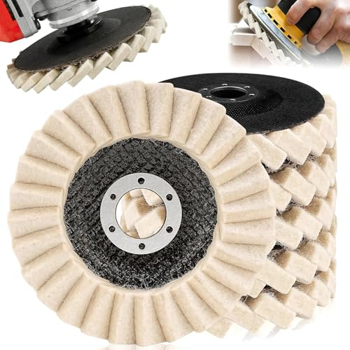 KOVSGQ Disco De Pulido De Fieltro Disco Pulido Amoladora Lana Fieltro Rueda De Pulido Flexibilidad 6 Piezas 125mm para Acero Inoxidable Vidrio Metales Aluminio Amoladora Angular Rueda Pulidora