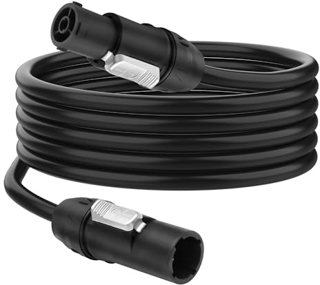 XMSJSIY PowerCON True1-kabel AC förlängningssladd hane till hona 15A 3-stifts 12AWG IP65 vattentät strömkabel för scenljus LED-skärm (1 m/3,2 fot)