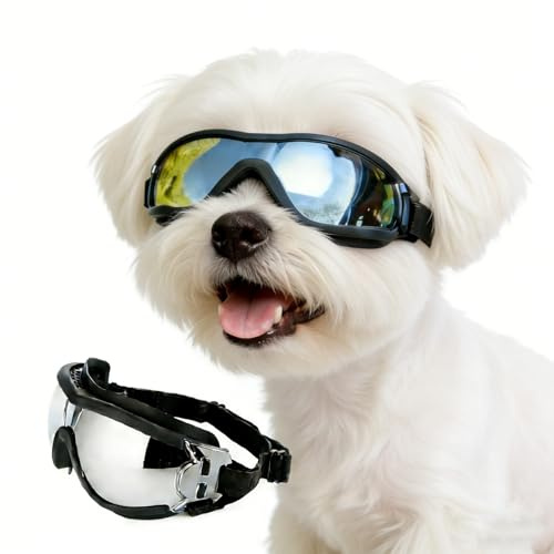 Namsan Occhiali da sole per cani di piccola taglia, protezione dagli occhi/protezione dai raggi UV, con cinturino regolabile
