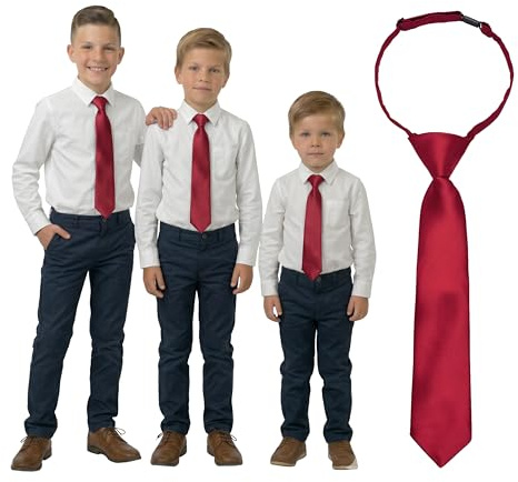 DonDon Corbata niño preatada y ajustable con clip 3 longitudes para pequeños, niños y adolescentes - ideal para bodas, bautizos y comuniones