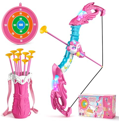 Unicorn Toys for Girls Ages 3-12, Bow and Arrow Set for Kids with 10 Arrows