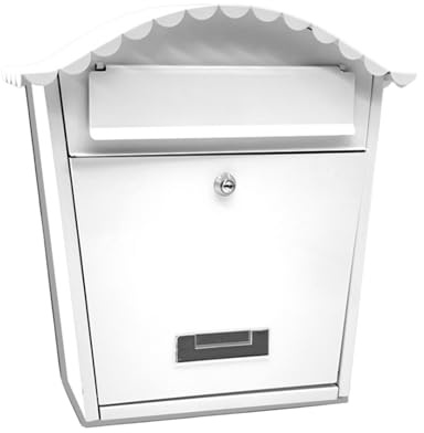 WEIDA Buzón Exterior de Acero Inox Individual | Buzones de Correos Exterior Resistentes, Elegantes, Antilluvia, Tamaño M 36,5x37x13,5 cm | Buzón de Correos Seguro, Cerradura Frontal con Llave (Blanco)