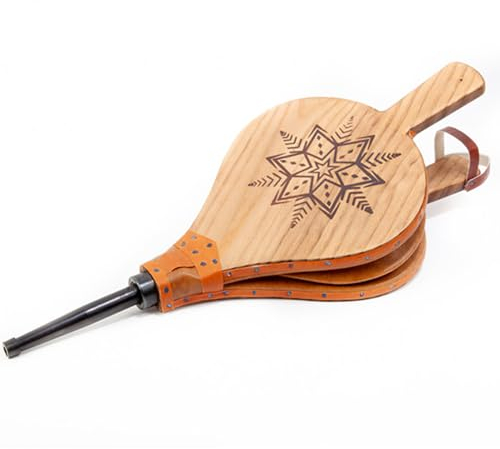 Space Home - Fuelle Badana para Chimenea y Barbacoa - Fuelle Manual para Chimenea - Soplador para Barbacoa - Soplador de Chimenea - Madera Natural - 43 cm