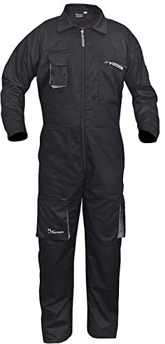 Black Work Wear Men's Overalls Boiler Suit Coveralls Garage Overalls Mechanics Boilersuit Protective (3XL)