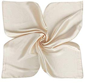 Shoes Lane New Satin Silk Shiny Plain Solid Colours Large Square Plain Head Neck Scarf Wrap 90 X 90 cm (Cream)