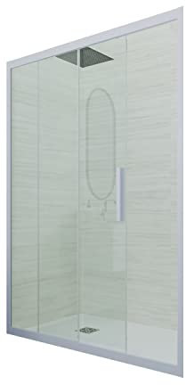 Puerta de ducha deslizante en nicho 120 CM de PVC Azul Vintage H 200 Vidrio Transparente mod. Deco