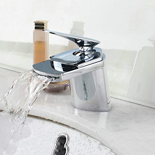 Wasserhähne, Wasserfallauslauf, Waschbecken, Mischbatterie, Badezimmer, Chrom, Waschtischbatterie, Deck montiert, Einhand-Waschtischarmatur, Mischbatterie/Chrompolitur Present