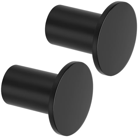 SAYAYO Ganci Accappatoio Bagno Nero in Acciaio Inox Grande Gancio Appendiabiti, Appendi Strofinacci Cucina Gancio da Parete Appendi Accappatoio Bagno, Capacità Carico 15 kg, 2 Pezzi, 45MM