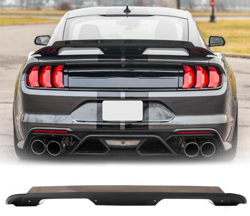 IKON MOTORSPORTS, Trunk Spoiler Compatible with 2015-2023 Ford Mustang 2 Door Coupe, GT500 Style Handling Package Gloss Black ABS Rear Trunk Lid Spoiler Wing Lip W/Smoke Spoiler Gurney Flap Wicker