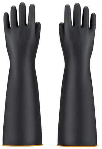 YIOIY Gants résistants aux produits chimiques, gants en caoutchouc résistant, gants de protection industriels, réutilisables, résistants aux acides forts, aux alcalis et à l'huile (Orange Intérieur,