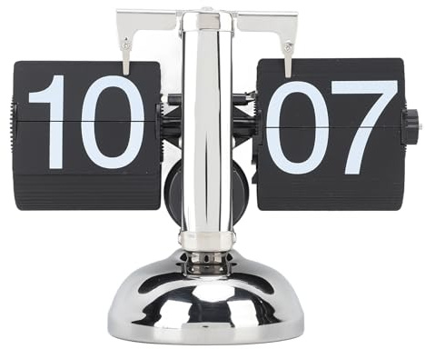 Orologio Digitale Ribaltabile Europeo retrò, Orologio Digitale Meccanico, Orologio a Ingranaggi Interni, Alimentato a Batteria, Orologio da Scrivania per Ufficio Domestico 24 Ore