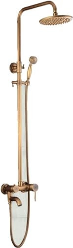 Juego de ducha de latón, sistema de ducha, estilo vintage, color dorado