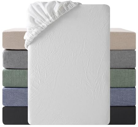 SOULFUL Spannbettlaken 120x200cm, 100%% Gewaschene Baumwolle Bettlaken Spannbetttuch bis 25cm Matratzenhöhe, Atmungsaktiv mit Leinenartigem Griff, öKotex Zertifiziert-Milchig Weiß