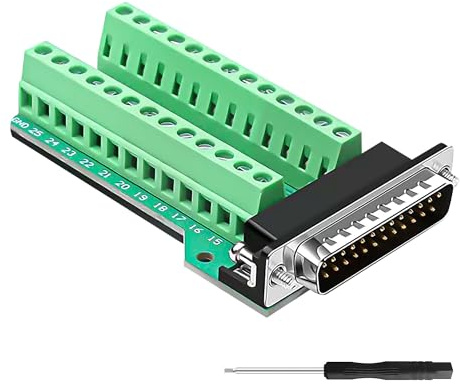 YIMATEECO Placa de Conexión DB25, Conector de Terminal de Placa PCB de 25 Pines Macho D-Sub, con Almohadilla Aislante (DB25 Macho, 1 Pieza)