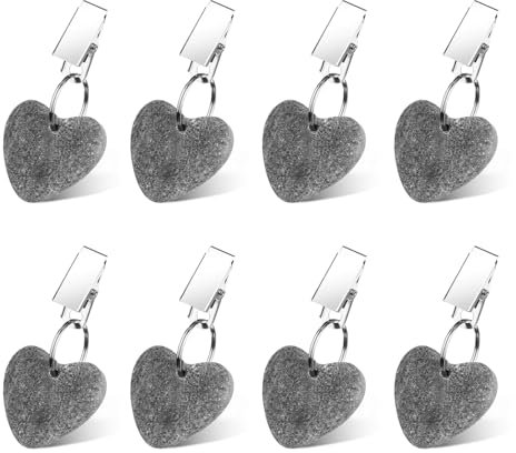 Ldirect Tablecloth Weights, 8 Piece Table Clips for Outdoor Wedding Party Picnic, Marble (Gray)