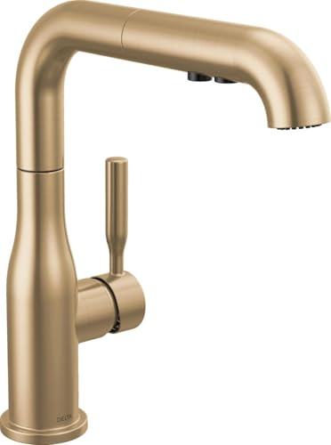 Delta Almari Pull Out Kitchen Faucet, Gold Kitchen Faucet with Pull Out Sprayer, Kitchen Sink Faucet with Magnetic Docking Station, Champagne Bronze 16943-CZ-DST