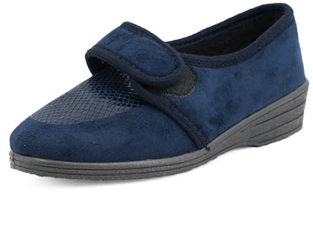 JOMIX Chaussons Femme Chaussons Diabétiques Femme avec Scratch Réglable Pantoufles Orthopediques Confortable
