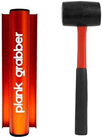 Plankengreifer-Set – Bodenspalt-Befestigungswerkzeug für Laminat- und Holzböden, inklusive 473 g Fiberglas-Gummihammer (Schlegel-Pack)