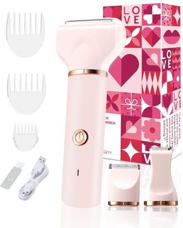 RAXMETRY Intimrasierer für Frauen, 3 In 1 Damenrasierer Elektrisch, Rasierer Damen, Wiederaufladbarer Trimmer Damen für Bikinizone Achseln Beine, Ipx7 Wasserdicht für nass und trocken, Rosa