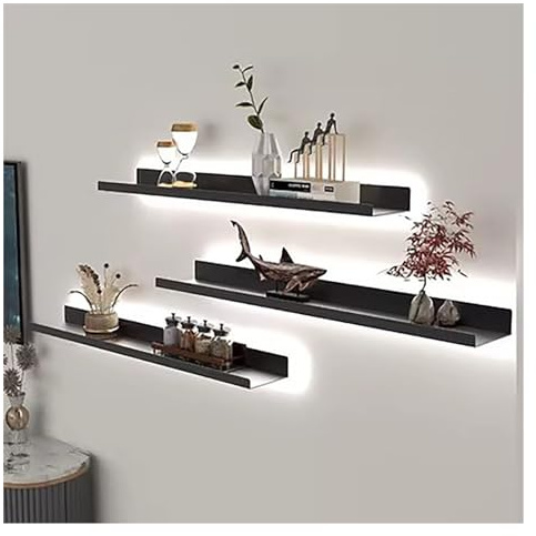 Floating Wall Mounted Display Shelves Built-in Illuminated LED Light,Wall Shelves Picture Ledge,Wall Hanging Creative Bookshelf,1 Tier Floating Shelves Light-Emitting Shelves