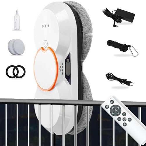 Robot Nettoyeur De Vitres/Robot Intelligent 5600pa Lave-Vitre/Robot Nettoyeur De Vitres Automatique Avec Double PulvéRisation D'Eau Automatique/TéLéCommande/Corps Ultra-Mince De 70 Mm,White