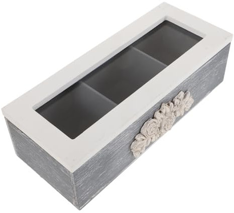 Ipetboom Boîte Décorative Compartiments Pour Sachets De Thé Contenant De Rangement Avec Couvercle Transparent Coffre à Thé Pour Comptoir Organisateur De Bijoux