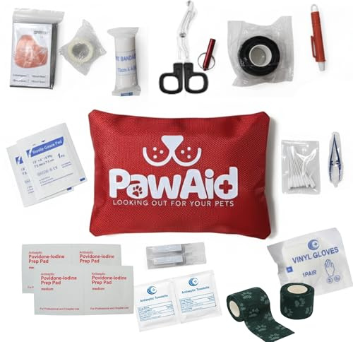 PawAid 34-Piece Pet First Aid Kit Dog- Mini Dog First Aid Kit UK, Travel Size Dog First Aid Kit with Dog Wipes, Bandages, Eye Wash & Travel Pouch Bag, Ideal Travel Organiser & Campervan Essentials