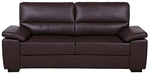 Beliani Canapé Fix 3 Places en Cuir PU Marron Haut de Gamme pour Salon au Style Moderne