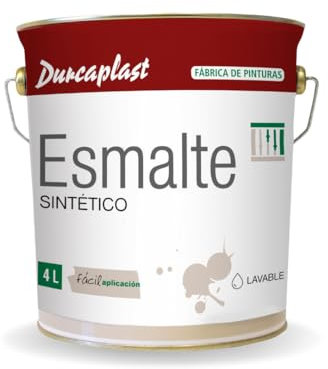 DURCAPLAST Pintura esmalte sintético, ideal para la protección, decoración y mantenimiento de superficies de hierro y madera. Uso Interior/Exterior (4L, BLANCO BRILLANTE)